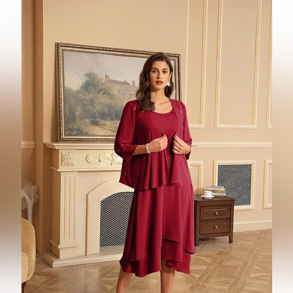 NWT GRACE KARIN Mother of The Bride or Formal Dress with Sequin Jacket Long - Picture 2 of 4